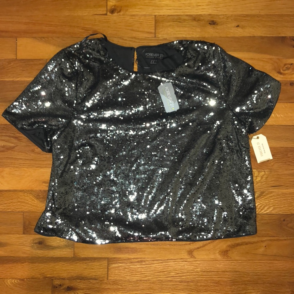 Forever 21 Cropped Sequin Shirt